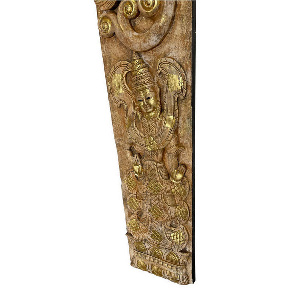 Thai Wooden Carved Panel With Gold Paint - Berbere Imports