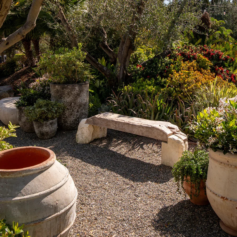 Antique Wood And Stone Bench - Berbere Imports