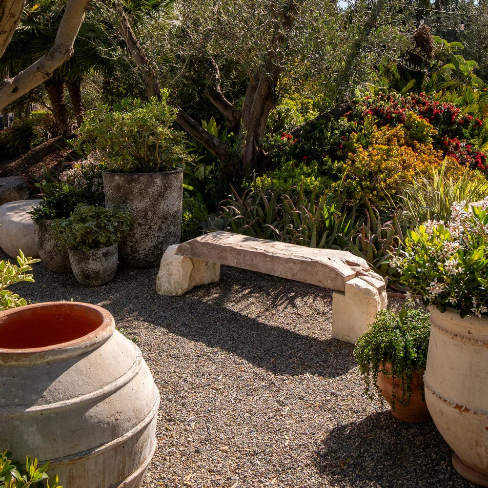 Antique Wood And Stone Bench - Berbere Imports