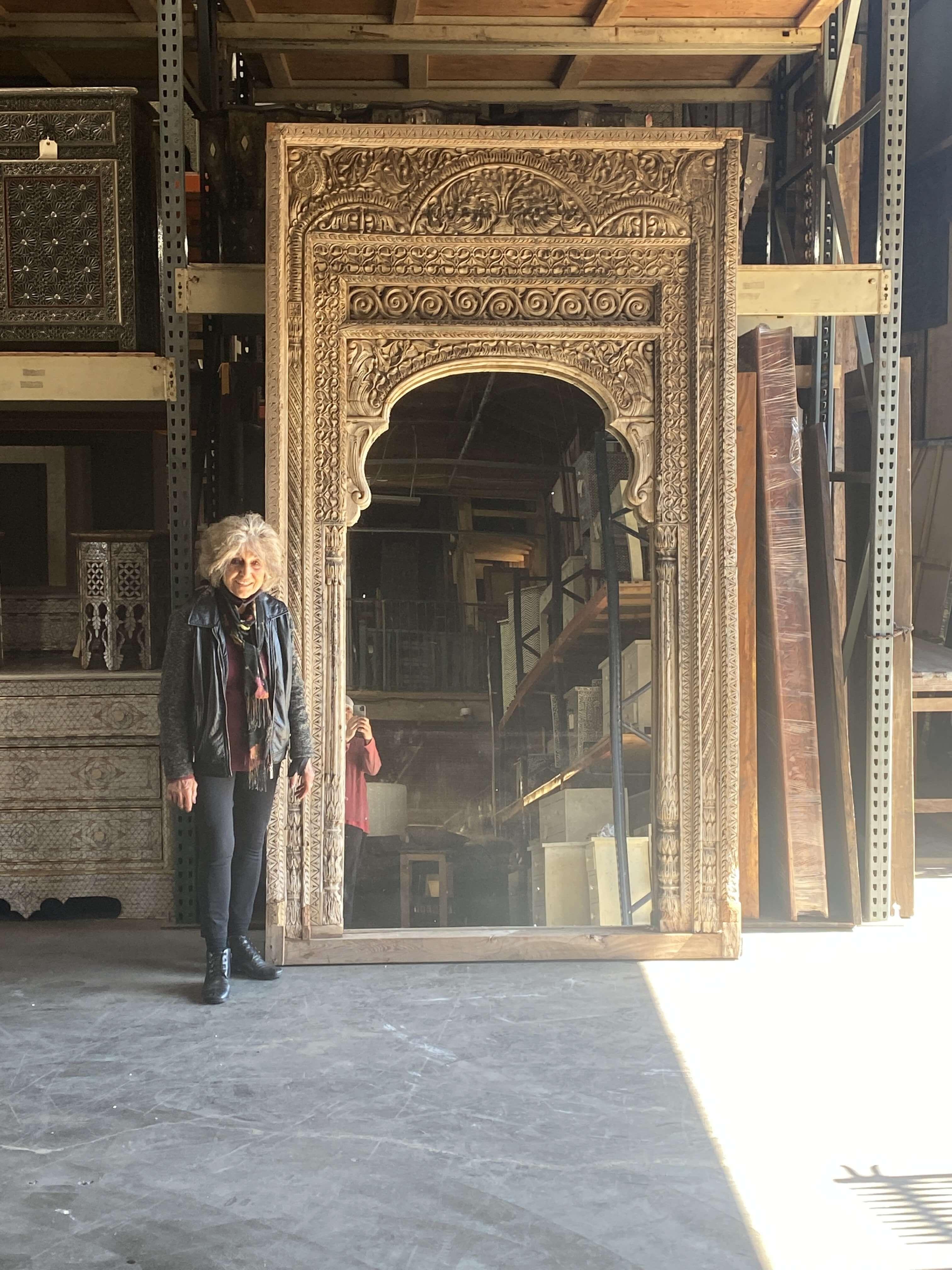 Rajasthan Hand Carved Large Floor Mirror 10' - Berbere Imports