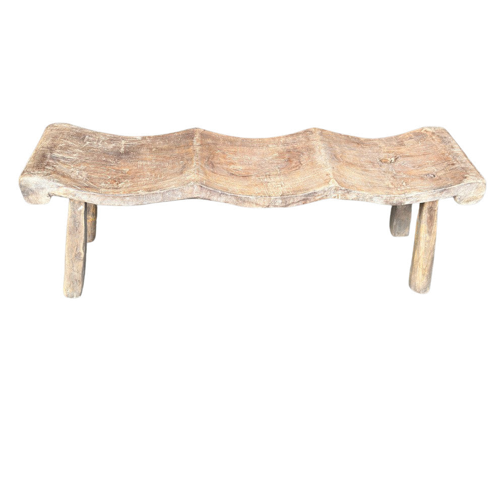 Indonesian Teak Wavy Bench - Berbere Imports