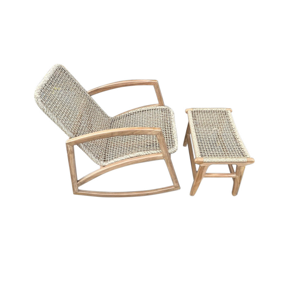 Rattan Rocking Chair With Rattan Ottoman - Berbere Imports