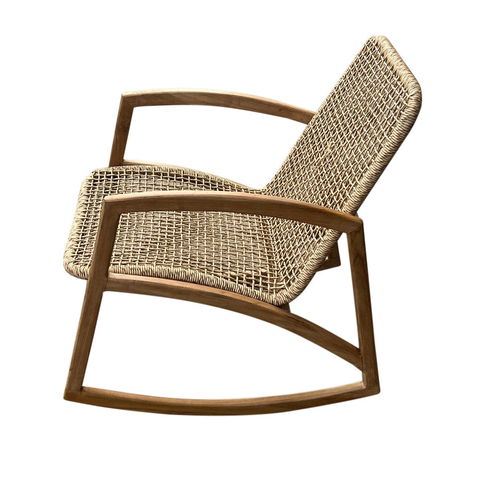 Rattan Rocking Chair With Rattan Ottoman - Berbere Imports