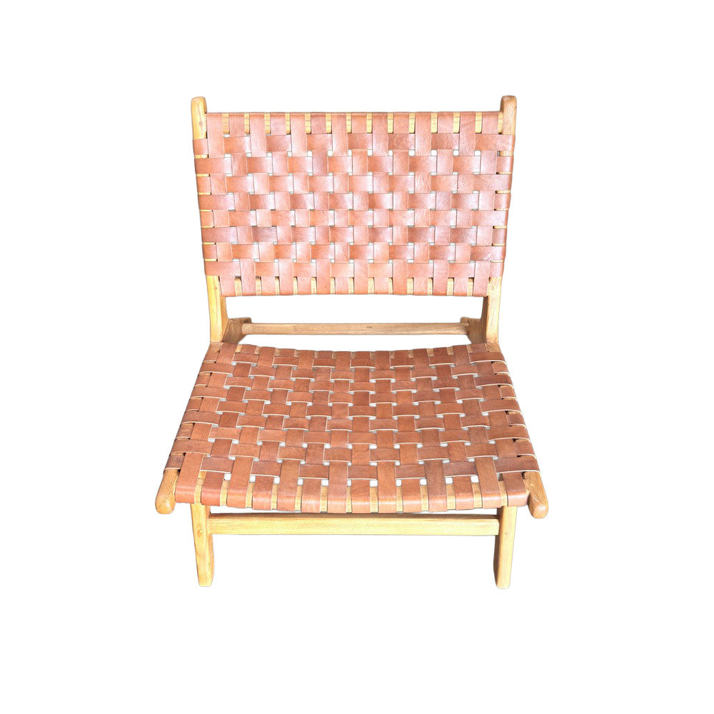 Leather And Wood Chair - Berbere Imports