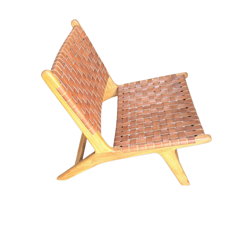 Leather And Wood Chair - Berbere Imports