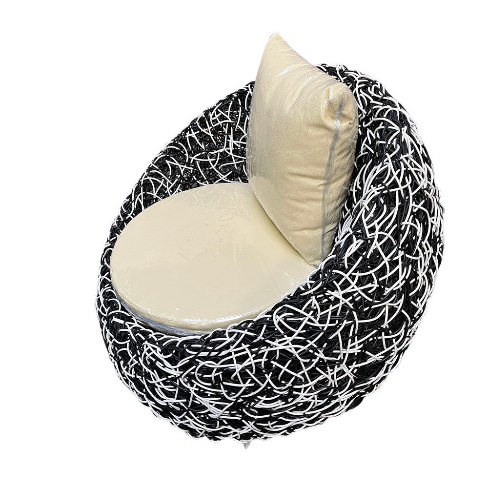 Black & White Faux Rattan Chair - Berbere Imports