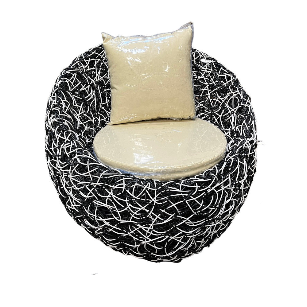 Black & White Faux Rattan Chair - Berbere Imports