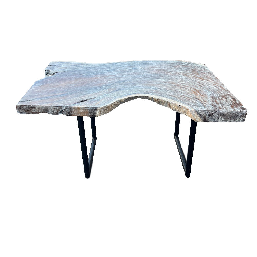 Thai Wooden Table On Metal Base - Berbere Imports