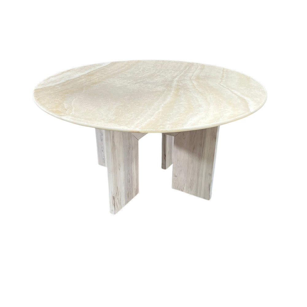 Onyx Dining Table With Teak Wood Base - Berbere Imports