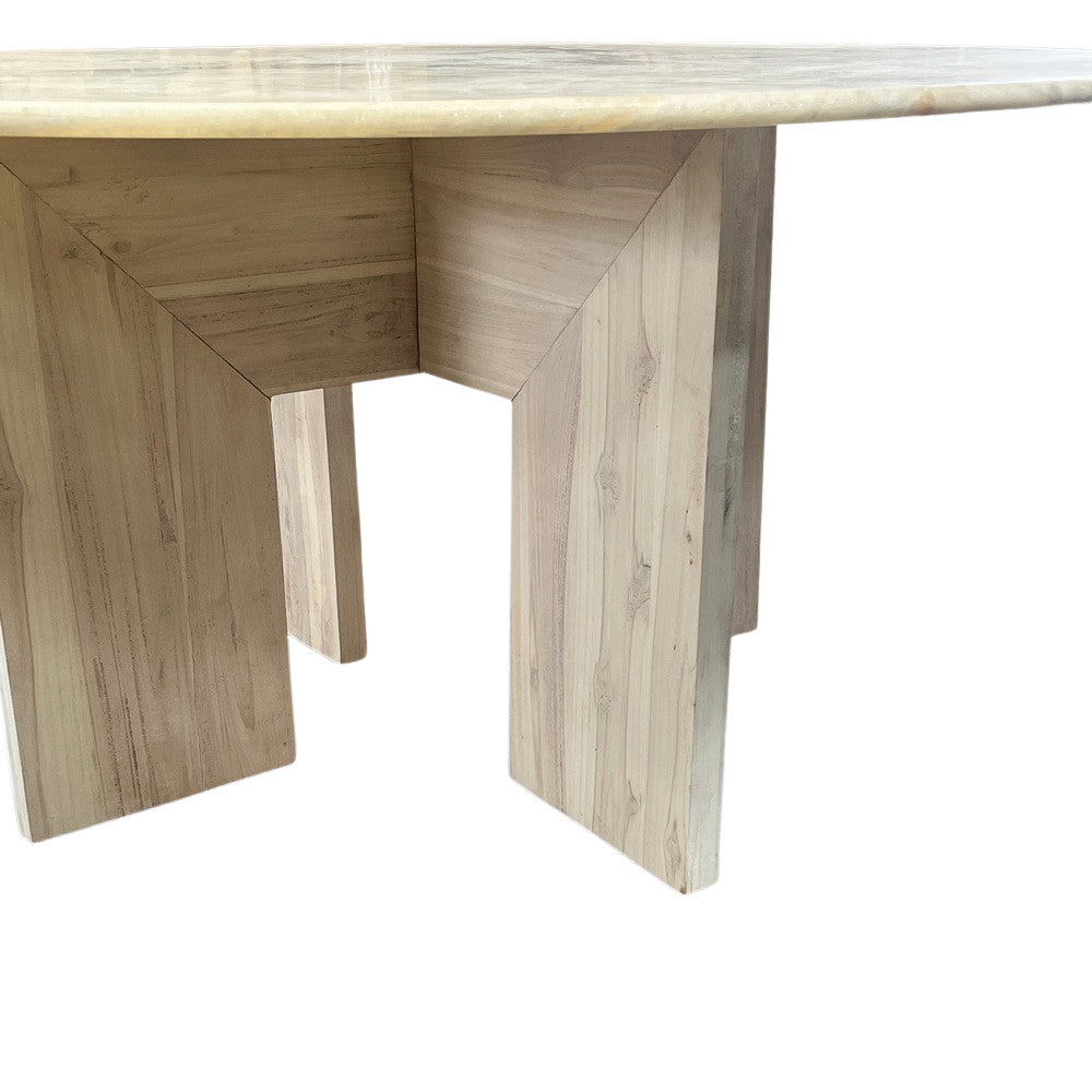 Onyx Dining Table With Teak Wood Base - Berbere Imports