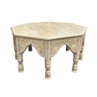 Octagonal Whitewashed Wooden Coffee Table - Berbere Imports