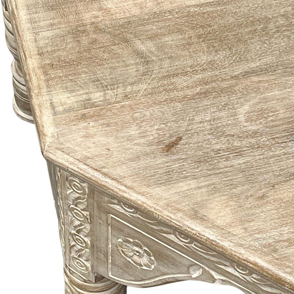 Octagonal Whitewashed Wooden Coffee Table - Berbere Imports