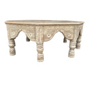 Octagonal Whitewashed Wooden Coffee Table - Berbere Imports