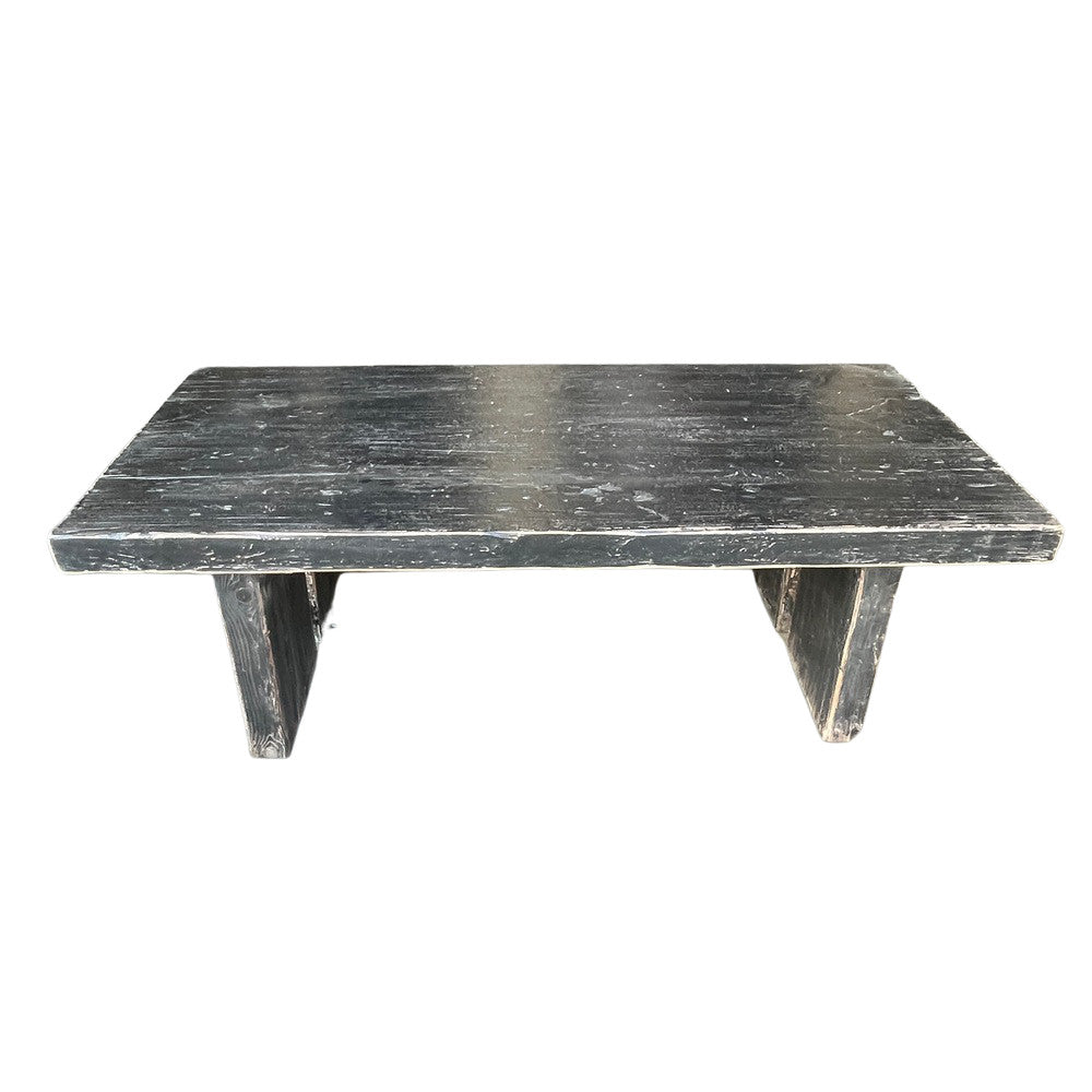 Distressed Black Wooden Coffee Table - Berbere Imports