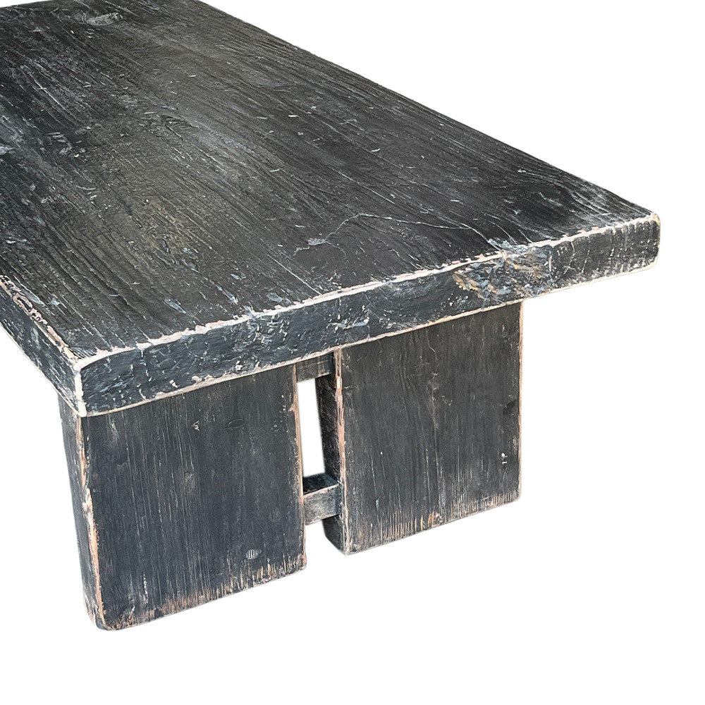 Distressed Black Wooden Coffee Table - Berbere Imports