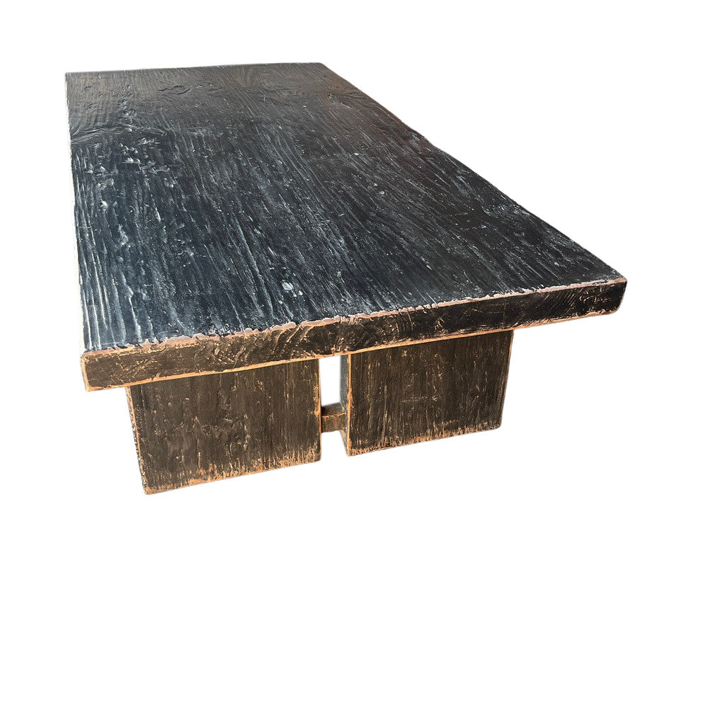 Distressed Black Wooden Coffee Table - Berbere Imports