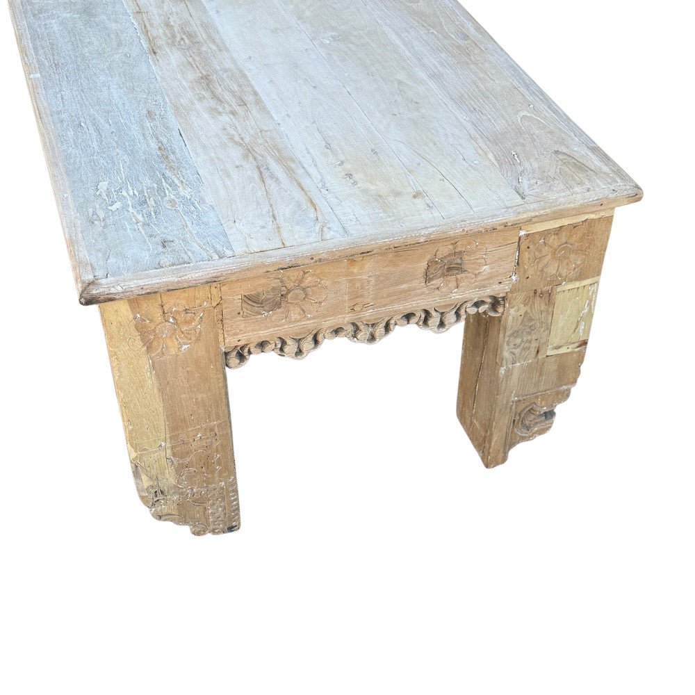 Vintage Indian Carved Wooden Coffee Table - Berbere Imports