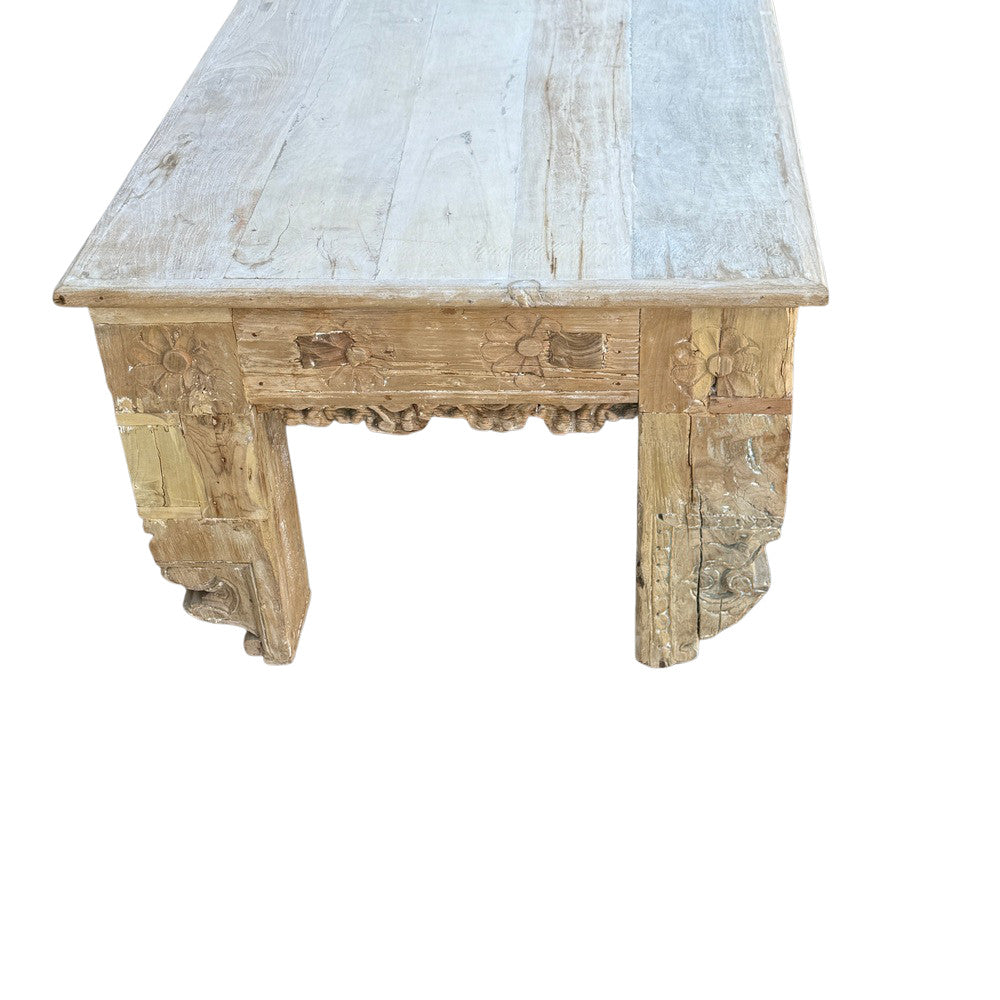 Vintage Indian Carved Wooden Coffee Table - Berbere Imports