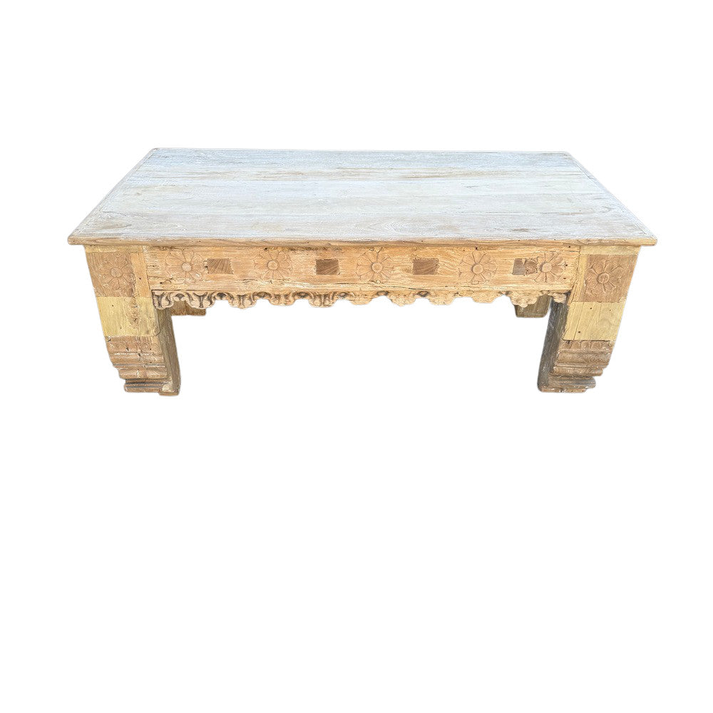 Vintage Indian Carved Wooden Coffee Table - Berbere Imports