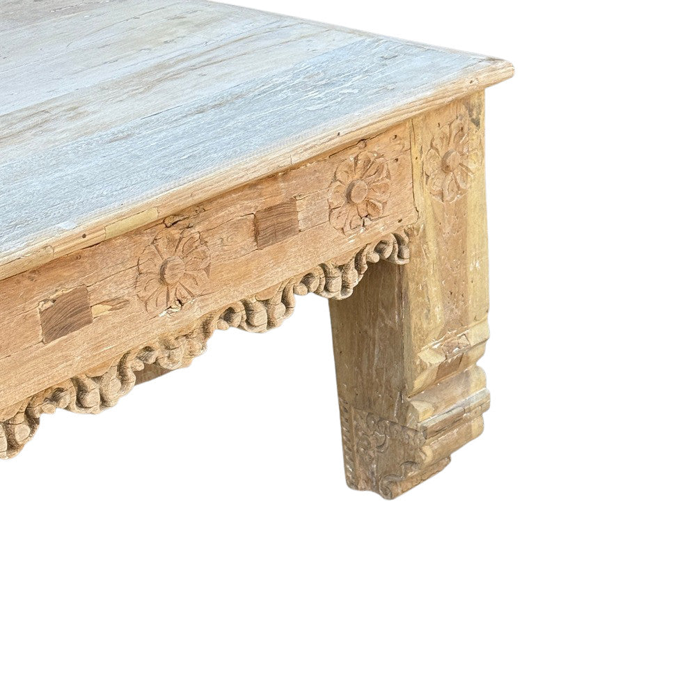Vintage Indian Carved Wooden Coffee Table - Berbere Imports