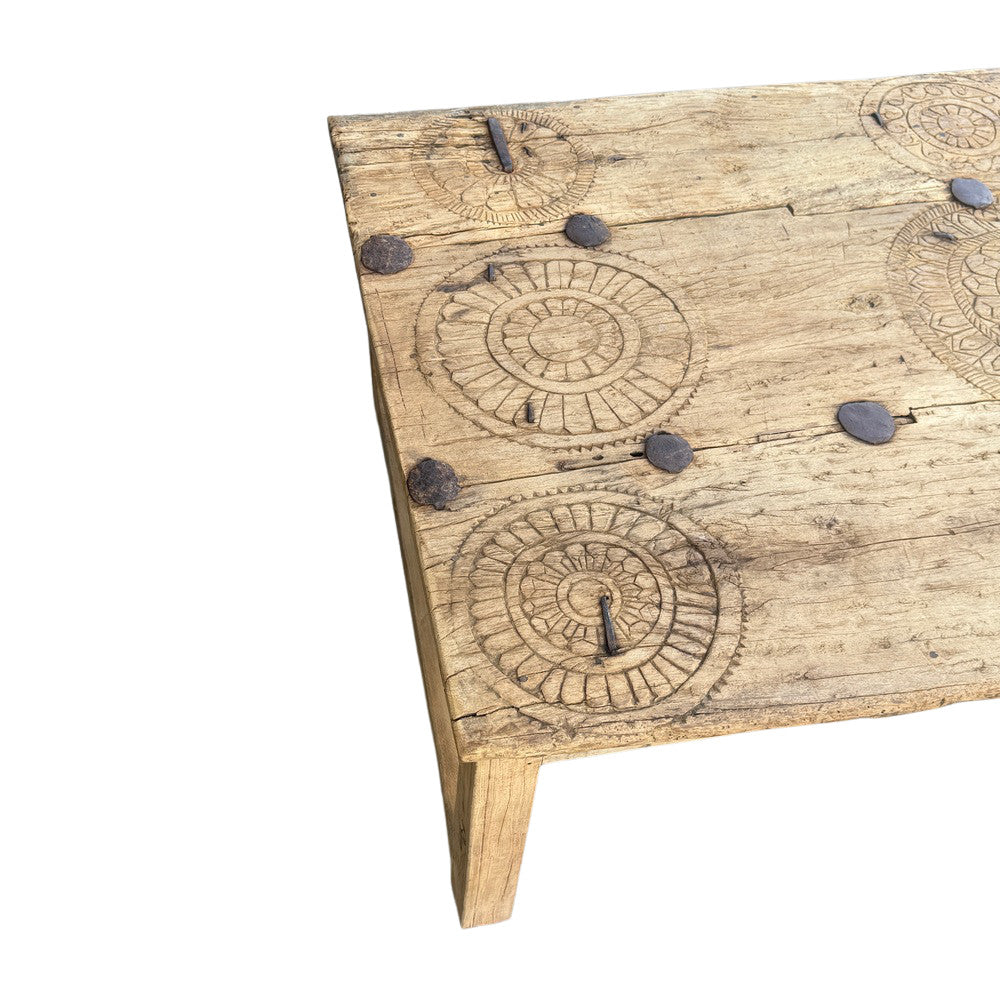 Vintage Indian Carved Wooden Coffee Table - Berbere Imports