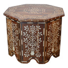 Moroccan Inspired Wood And Bone Inlay Side Table - Berbere Imports