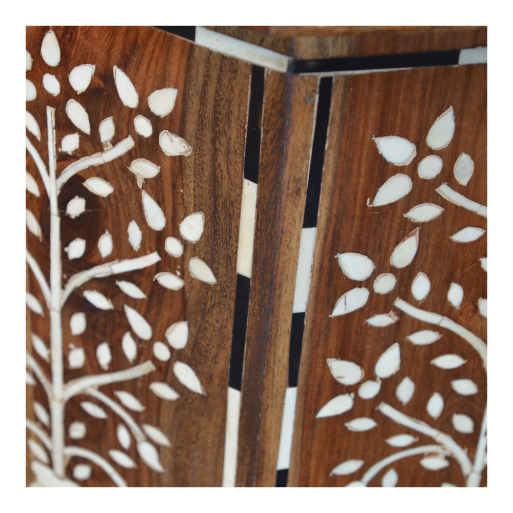 Moroccan Inspired Wood And Bone Inlay Side Table - Berbere Imports