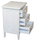 White 3-Drawer Bone Inlay Side Table - Berbere Imports