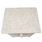 White 3-Drawer Bone Inlay Side Table - Berbere Imports