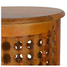 Indian Round Mousharabi Side Table - Light - Berbere Imports