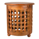 Indian Round Mousharabi Side Table - Light - Berbere Imports