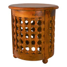 Indian Round Mousharabi Side Table - Light - Berbere Imports