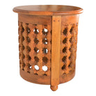 Indian Round Mousharabi Side Table - Light - Berbere Imports