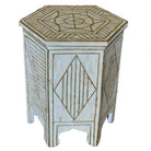 White Bone & Brass Side Table - Berbere Imports