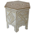 White Bone & Brass Side Table - Berbere Imports