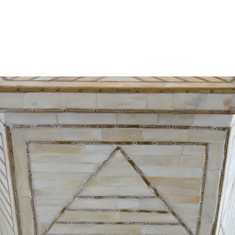 White Bone & Brass Side Table - Berbere Imports