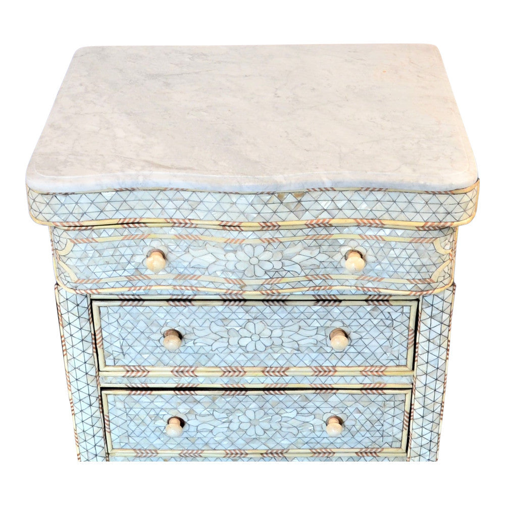 Syrian Mother Of Pearl 4-Drawer Night Stand - Berbere Imports