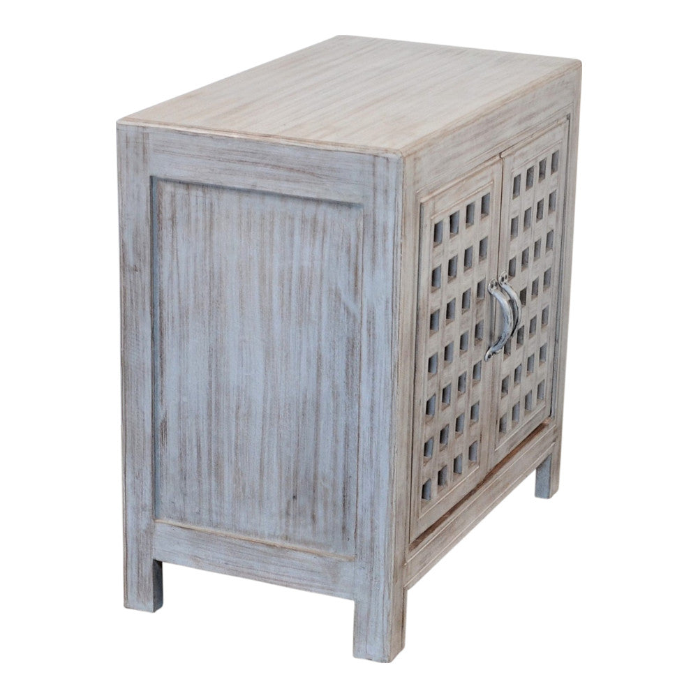 Indian Wooden 2-Door Side Table - Berbere Imports