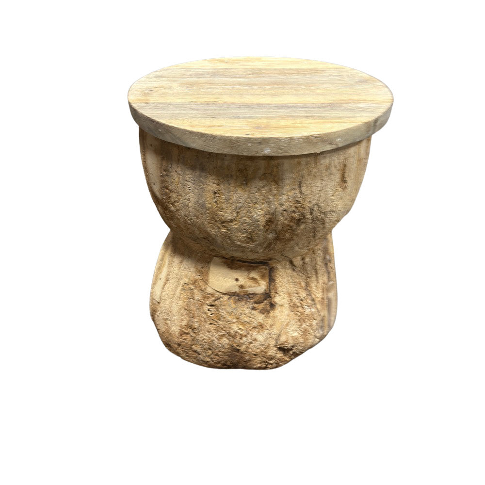 Round Wooden Side Table - Berbere Imports