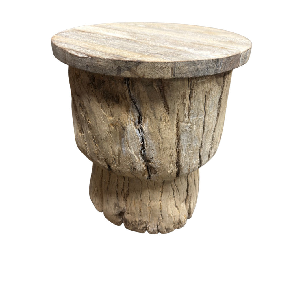 Round Wooden Side Table - Berbere Imports