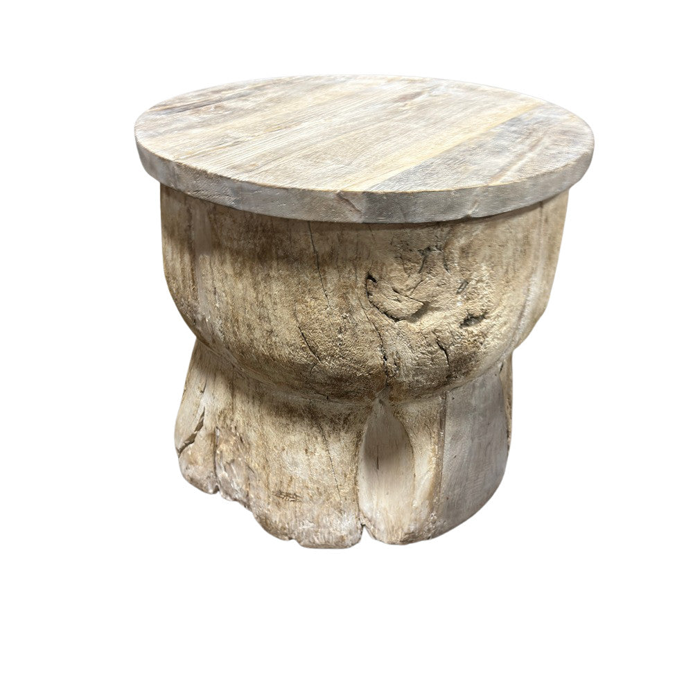 Round Wooden Side Table - Berbere Imports