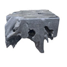 Indonesian Black Wooden Chunk Side Table - Berbere Imports