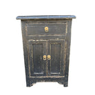 Black 1-Drawer 2-Door Wooden Side Table - Berbere Imports