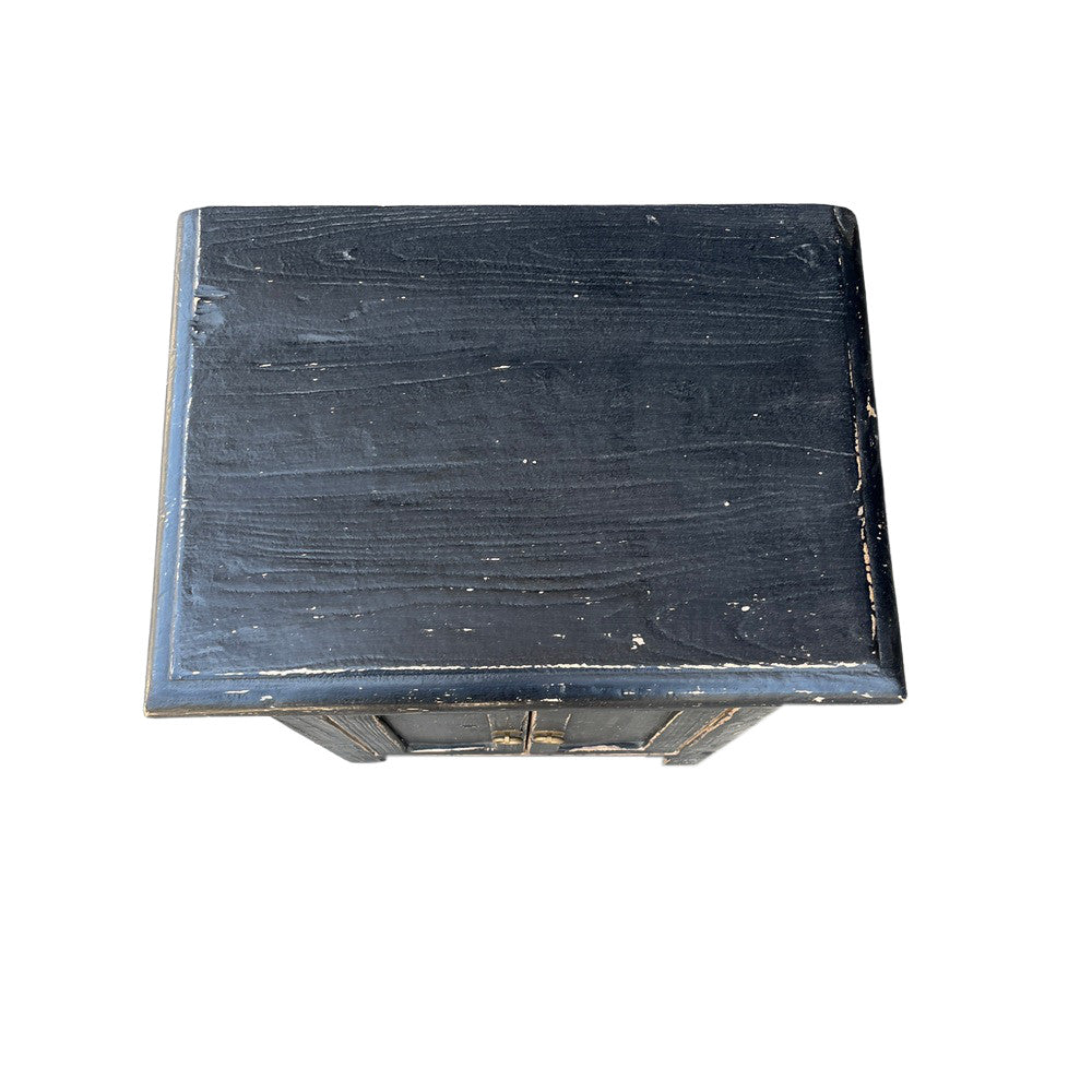 Black 1-Drawer 2-Door Wooden Side Table - Berbere Imports