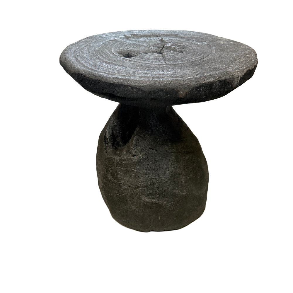 Indonesian Charred Wood Side Table - Berbere Imports