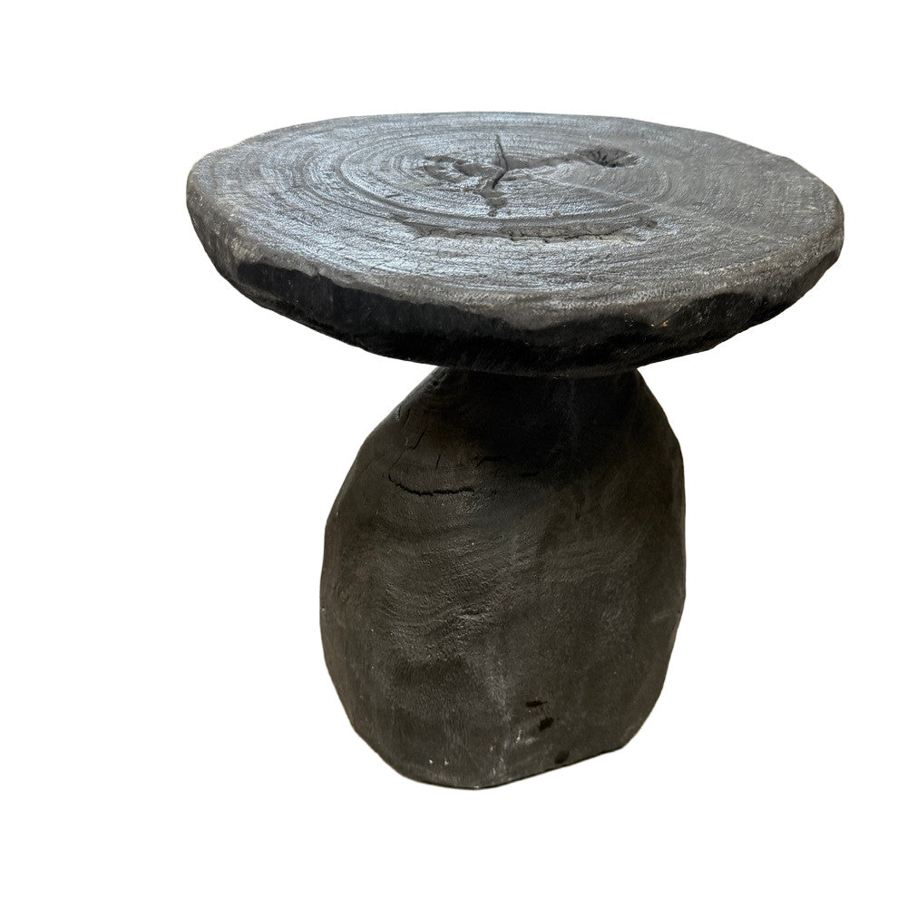 Indonesian Charred Wood Side Table - Berbere Imports