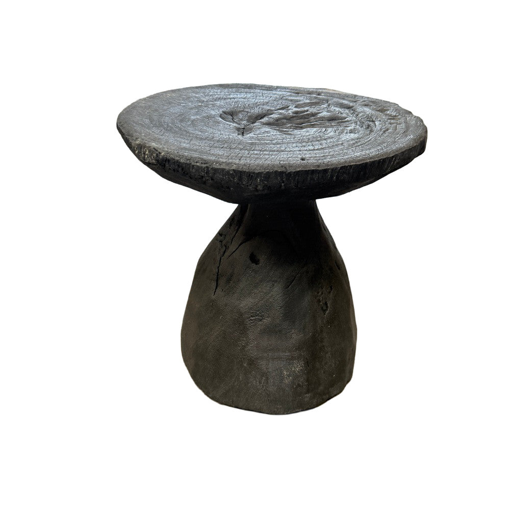 Indonesian Charred Wood Side Table - Berbere Imports