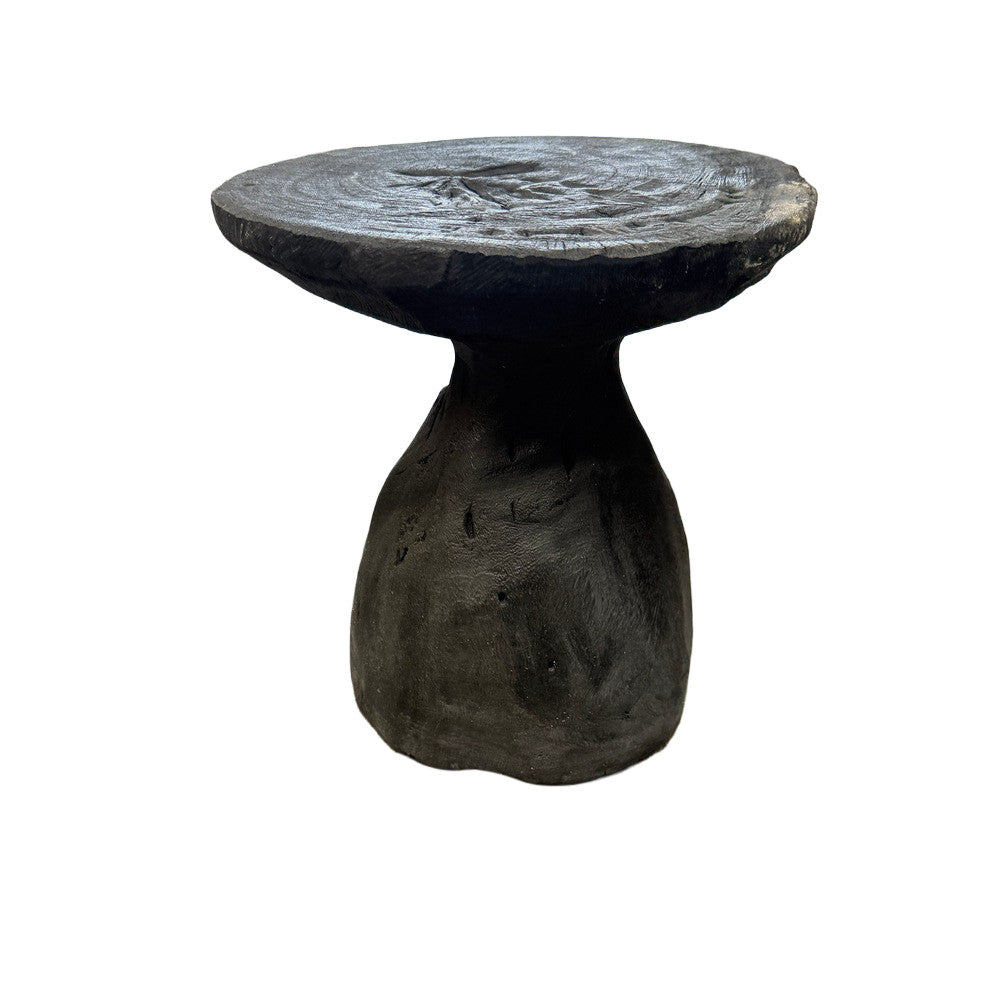 Indonesian Charred Wood Side Table - Berbere Imports