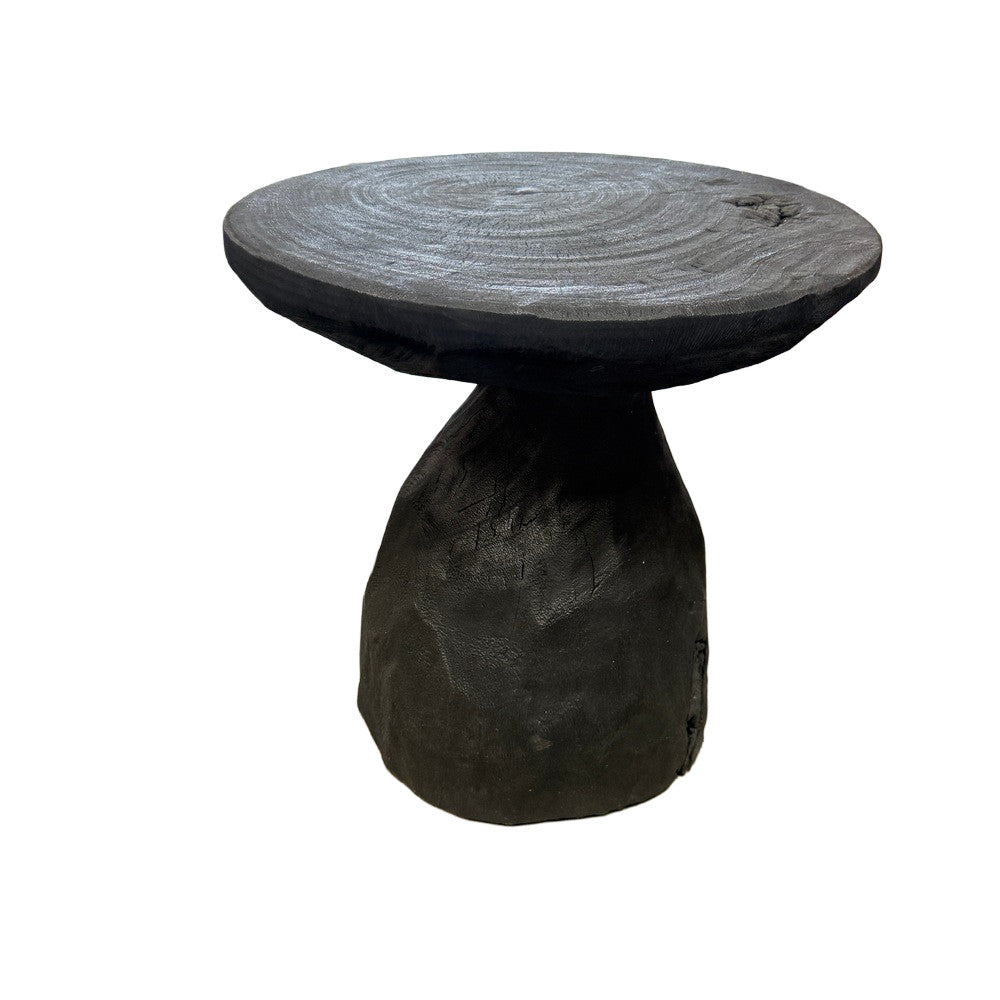 Indonesian Charred Wood Side Table - Berbere Imports