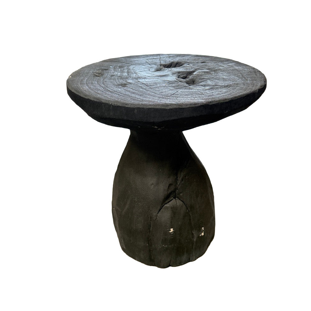 Indonesian Charred Wood Side Table - Berbere Imports